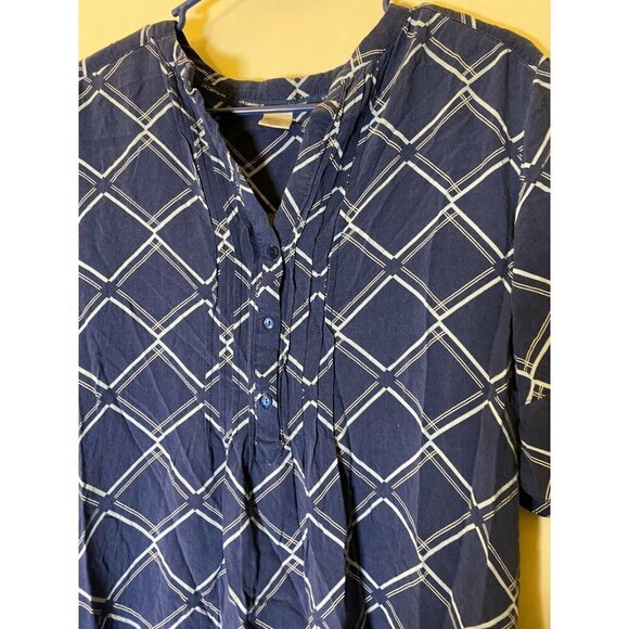 LIZ CLAIBORNE WOMENS SIZE MEDIUM BLUE SHIRT DRESS KNEE LENGTH VNECK m - Picture 2 of 3